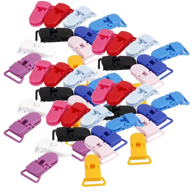 50x Clips De Chupete De Plástico Hugo Juguete De Tirante De Babero Simulador De Chupete multicolor