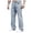 a01Light Blue, variant on LODIENY Heavyweight Washed Jeans for Men Stretch Casual Loose Fit Wide Leg Streetwear Denim Pants with Multi Pockets Light Blue XL