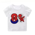 thumbnail image 3 of Camiseta de algodón de manga corta para niños, nueva camiseta de SpiderMan para cumpleaños de niñas de 2, 3, 4, 5, 6, 7 y 8 años, camiseta para bebé de SpiderMan, ropa para niños, 3 of 5