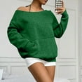 thumbnail image 6 of Mohiass Womens Off the Shoulder Sweatshirt Oversized Long Sleeve Tops Trendy Cute Loose Plain Fall Hoodie with Pocket Dark Green M, 6 of 7