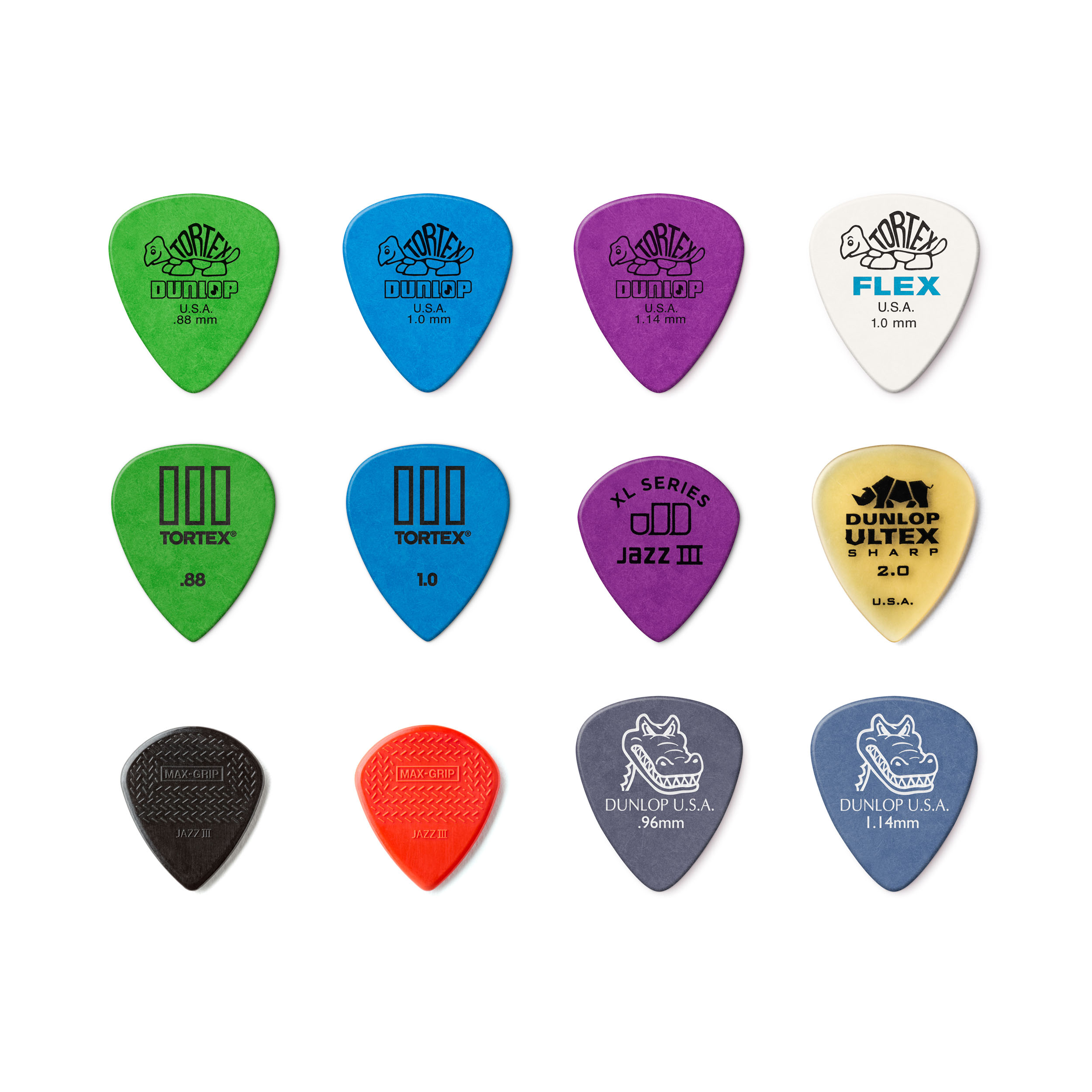 Dunlop Guitar Picks 24 Pack Variety for Electric Guitar Ultex Tortex Gator Grip