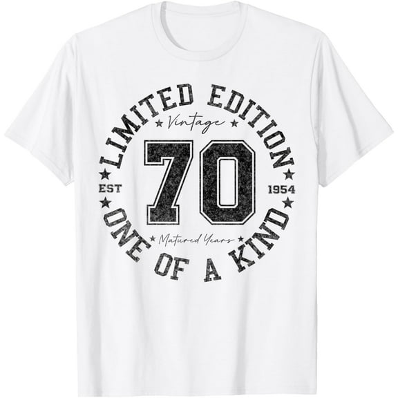 Vintage 1954 One of a Kind 70th Birthday 70 Year Old Gifts T-ShirtMen and women, White T-shirt, size: Extra large