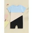 thumbnail image 4 of Biekopu Baby Girls Boys Romper Contrast Color Buttons Short Sleeve Crew Neck Jumpsuits Summer Casual Clothes Infant Bodysuits, 4 of 9
