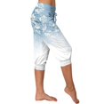 thumbnail image 3 of CHWGFWL Capri Pants for Women Capri Leggings for Women 2024 High Waisted Cutout Yoga Capris Lightweight Cozy Cropped Pants Solid Soft Pajams Pants Capri Pants for Women Stretch (Light Blue,L), 3 of 5