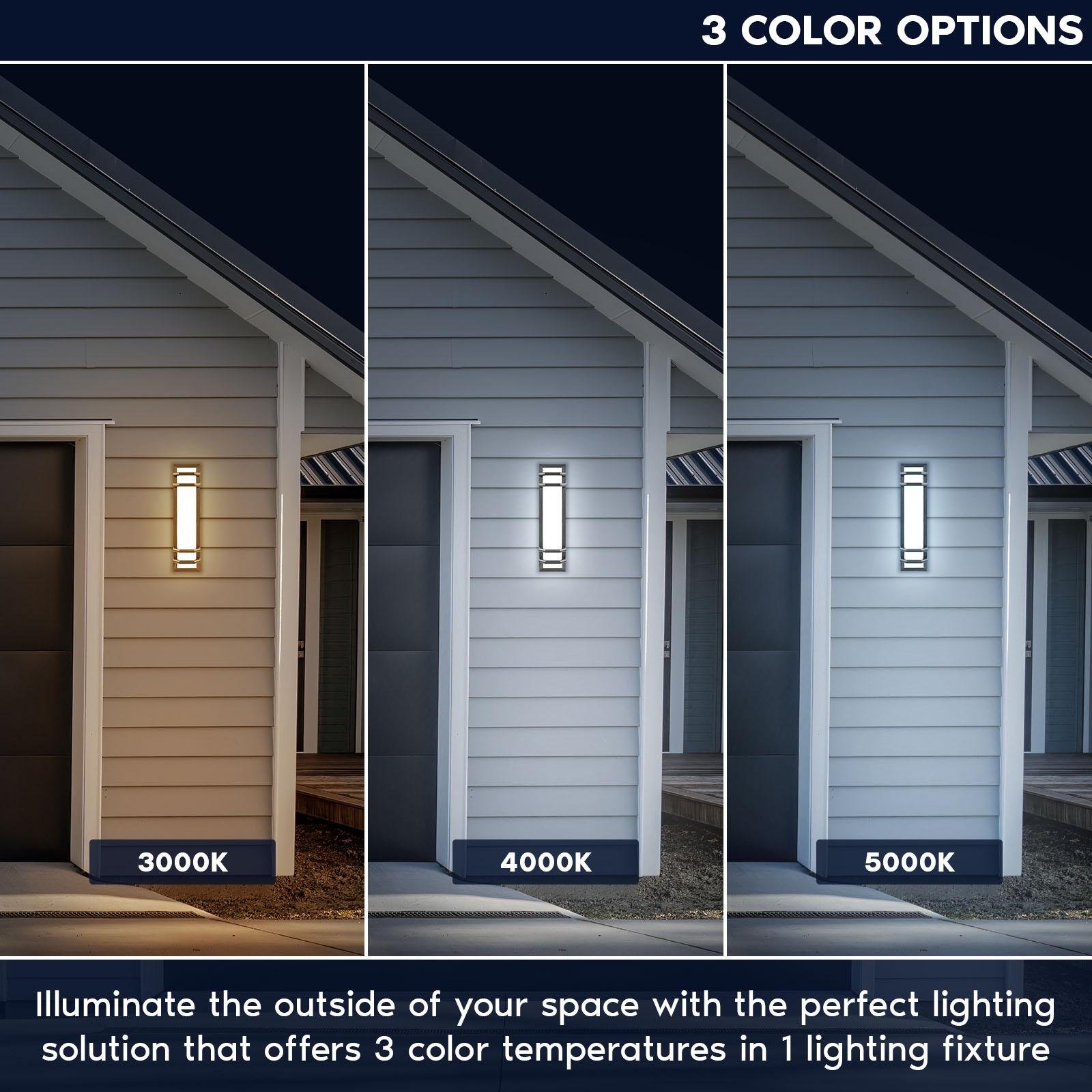 Luxrite LED Outdoor Wall Light, 23.62in Modern Wall Sconce, 3CCT 3000K 4000K 5000K, 20W, Aluminum, IP65 Waterproof