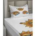 thumbnail image 2 of Ambesonne Summer Fitted & Top Sheet Set with Sham, Hippie Surfboards Sun, Orange White, 2 of 4