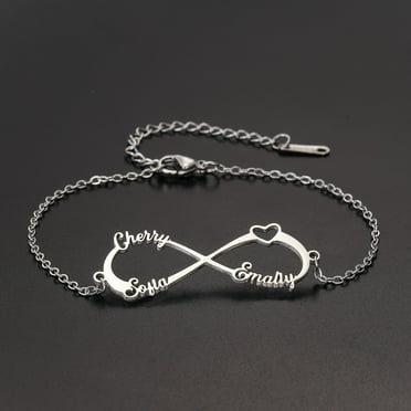 Elegant Simple Style 304 Stainless Steel Custom Thin Chain Infinity Most Name Bracelet, Women'S Fashion, with Daily Occasion, All Season, for Valentine'S Day, Mother, Friends, Christmas Gift