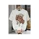 thumbnail image 1 of Men's Loose Fit Graphic T-shirt Bold Money Cross Design White Cotton Short Sleeve Casual Streetwear Machine Washable Tee, 1 of 6