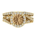 thumbnail image 2 of 2.32 ct Brilliant Round Cut Champagne 14K Yellow Gold Halo Solitaire with Accents Engagement Bridal Wedding Ring Band Set size 9, 2 of 7