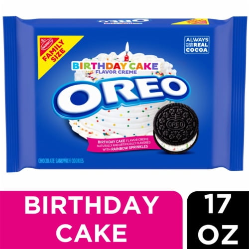 Oreo Birthday Cake Chocolate Sandwich Cookies Family Size 17 oz - Pack of 2