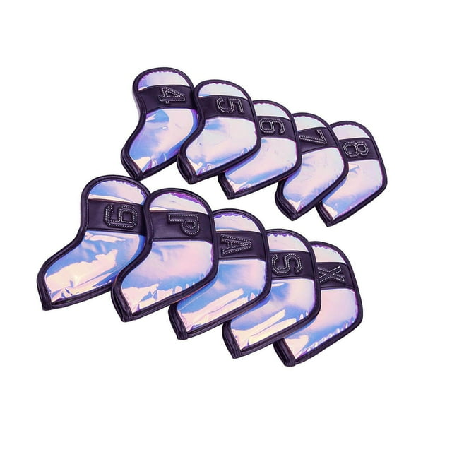 stanreset 10Pcs Club Head Covers with Number Head Cover Protector Embroidery Golf Iron Headcover Purple