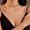 thumbnail image 3 of Kokoam Two-Tone Beaded Choker Necklace for Women Stainless Steel Chain Silver and Gold Ball Collarbone Necklace Fashion Jewelry, 3 of 6