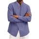 thumbnail image 4 of Ceisia Men's Relaxed Fit Linen Blend Stand Collar Shirt, Solid Color Long Sleeve Casual Button-Up Top Gifts, 4 of 6