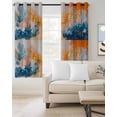 thumbnail image 2 of Orange Blue Botanical Blackout Curtains for Bedroom Living Room Darkening Curtains 54 Inch Long Abstract Art Forest Short Curtain for Small Window Treatment Thermal Insulated Grommet Drapes 52"x54"x2, 2 of 9