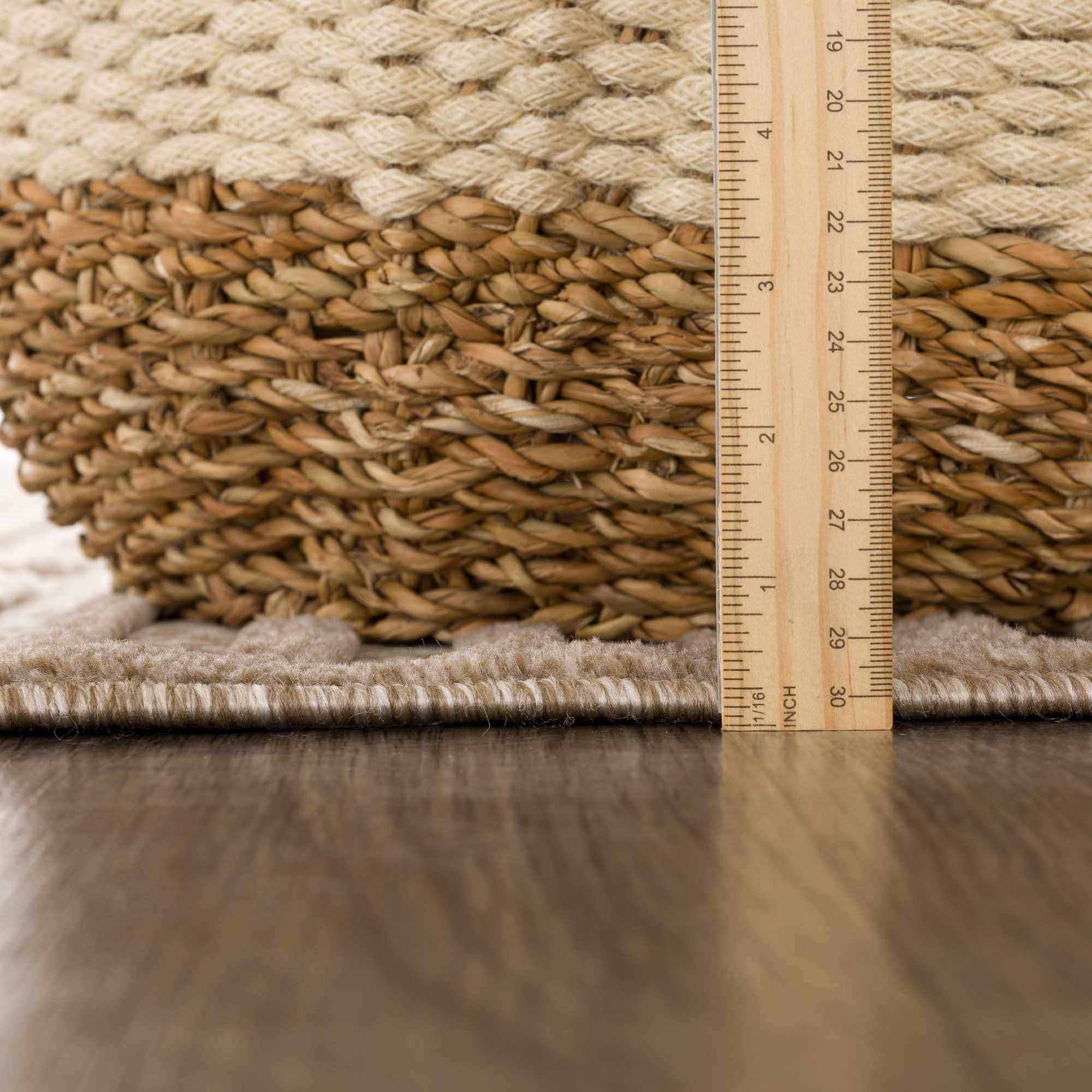 BoutiqueRugs Anah Geometric Indoor Outdoor Rug - Boho High Low Textured Area Rug - Performance Carpet for Patio, Living Room - High Traffic - Tan, Brown, Dark Beige - 6'7" x 9' (6x9)
