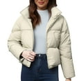 thumbnail image 3 of iHPH7 Puffer Jacket Cropped Coat Short Jackets for Women's Outerwear Cropped Puffer Jacket Warm Clothes for Women Puffy Jackets Women White S, 3 of 4