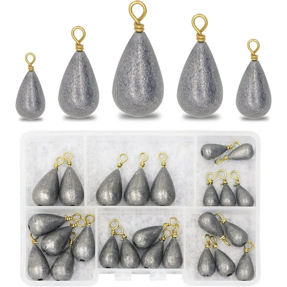 Fishing Weights Sinkers Kit, 25pcs Various Bass Casting Weights Drop Shot Sinkers Catfish for Saltwater Freshwater Fishing