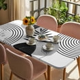 thumbnail image 3 of Grey Boho Geometric Table Cloths for 6 Foot Rectangle Tables, Vintage Ethnic Abstract Lines Leaves Patio Waterproof Elastic Fitted Tablecloths, Washable Rectangular Table Cover for Camping, 3 of 8