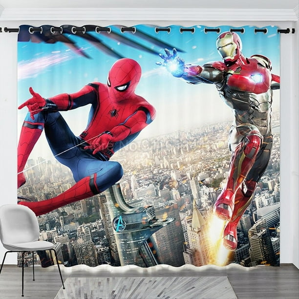 Spiderman Curtain for Kids Room, Marvel Curtain Superhero Room