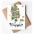 thumbnail image 1 of Mapa que muestra hitos de Corea Sobre de la Carta de felicitación de la tarjeta de matrimonio, 1 of 4