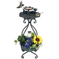 thumbnail image 1 of Gymax Solar Outdoor Bird Bath & Feeder Combo w/ Flower Planter Pedestal & Solar Lights Bronze, 1 of 10