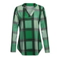thumbnail image 5 of Okbop Womens Winter Tops,Fashion Plaid Print Long Sleeve Breathable V-Neck Shirt Tops Pink Blouse Neon Shirt, 5 of 6