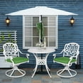 thumbnail image 7 of VIVIJASON 3-Piece Patio Furniture Dining Set, Outdoor All-Weather Cast Aluminum Bistro Set, Include 2 Swivel Chairs and 30.8" Round Table w/Umbrella Hole for Balcony, Lawn, Garden, Backyard, White, 7 of 7