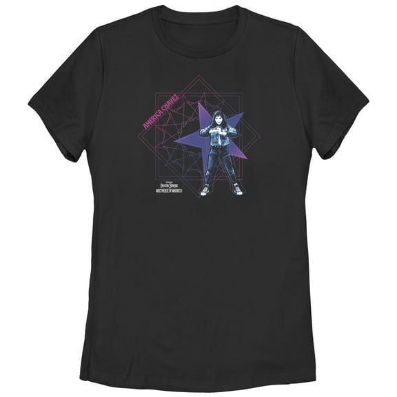 Women's Marvel Doctor Strange in the Multiverse of Madness America Chavez Power Pose  Graphic Tee Black Large