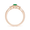 thumbnail image 2 of ANGARA Natural Oval Emerald Bypass Ring with Trio Diamond Accents in 14K Rose Gold for Women (Size-7x5mm) | May Birthstone, Birthday, Anniversary, Jewelry Gift for Women | Natural Emerald Ring, 2 of 8