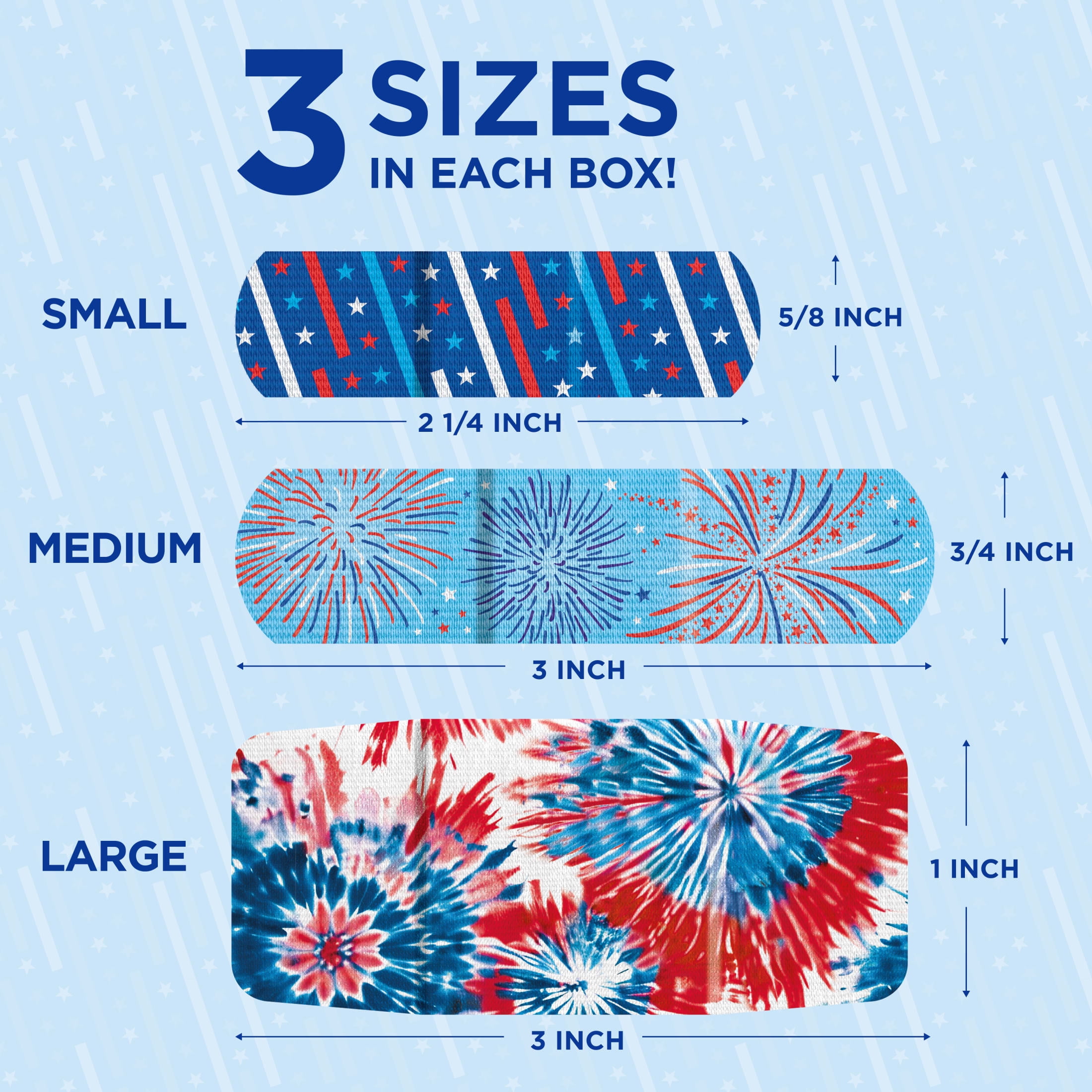 (4 pack) BAND-AID® Brand Flexible Fabric Red, White & Blue Bandages, 100 Count