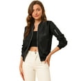 thumbnail image 1 of Abrigo rompevientos Allegra K Chaqueta de bombardero Negro M para mujer, 1 of 6