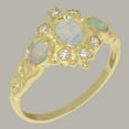 thumbnail image 2 of LBG English Made 10k Yellow Gold Natural Opal & Diamond Womens Anniversary Ring - Size 10, 2 of 5