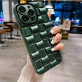 thumbnail image 2 of for iPhone 14 Pro Case for Women Men, Fashion 3D Woven Pattern Bump Feel, with Full Camera Protection Back Cover, Grid Phone Case for iPhone 14 Pro (6.1") - Green, 2 of 11