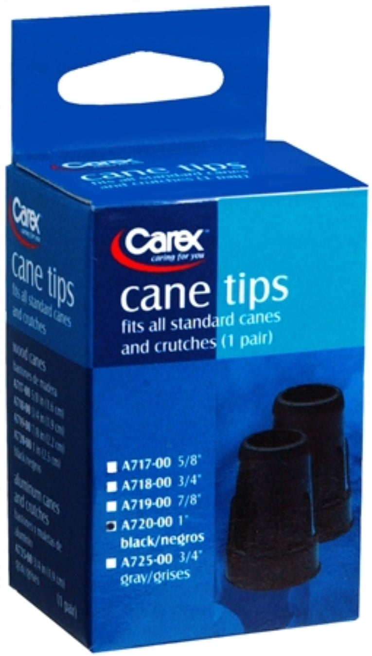 Carex Cane Tips 1 Inch Black A720-00 2 Each (Pack of 2)