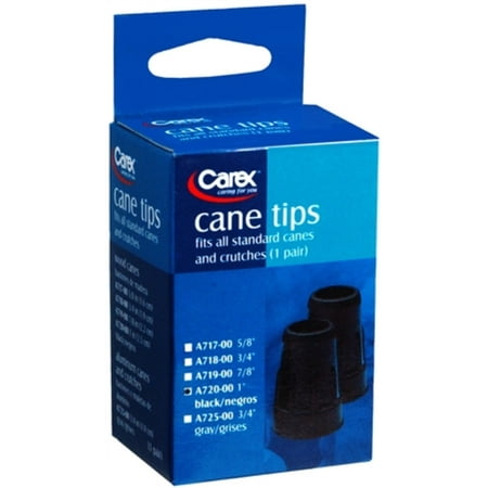 Carex Cane Tips 1 Inch Black A720-00 2 Each (Pack of 4)