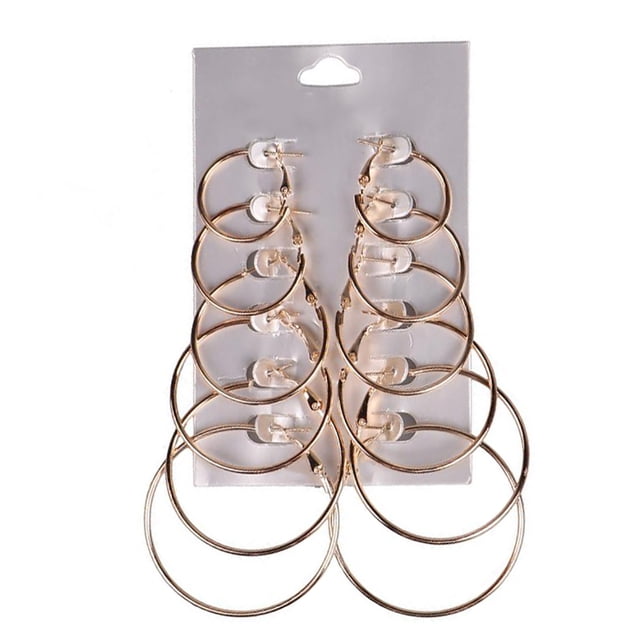 6 Paires de Boucles d'Oreilles Créatives en Alliage