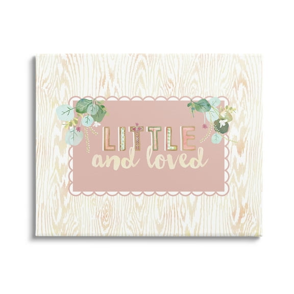 Stupell Industries Little & Loved Phrase Botanical & Floral Painting Gallery Wrapped Canvas Print Wall Art, 20 x 16