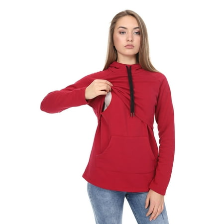 

LVMA4520 - Nursing Maternity Hoodie / Sweatshirt Fall Winter Pregnant Breastfeed Casual Full Sleeve Daily Homewear