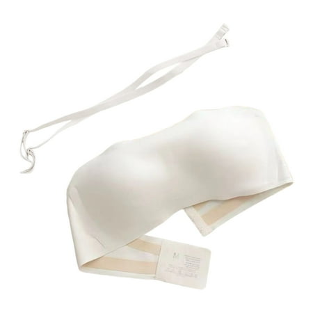 Zshosam Women s Comfortable Sexy Thin Strapless Non Slip And Traceless Comfortable And Breathable Without Steel Ring Bra(White M)