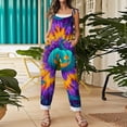 thumbnail image 5 of Plus Size Halloween Boho Overalls for Women Floral Print Linen Jumpsuits 2026 Spaghetti Strap Rompers, 5 of 7