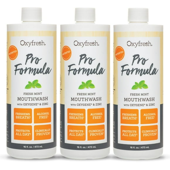 Oxyfresh Pro Formula Fresh Mint Mouthwash – Patented Zinc Mouthrinse for Fresh Breath & Soothing Gums – Dye Free, Fluoride F