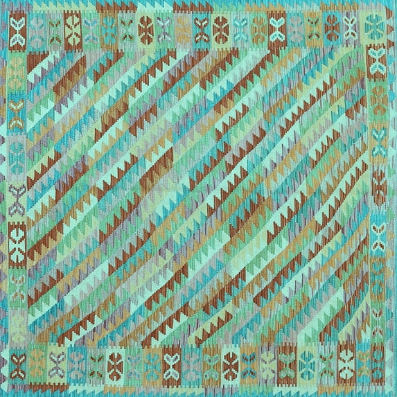 Ahgly Company Indoor Square Southwestern Light Blue Country Area Rugs, 3' Square