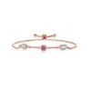 Keren Hanan 18K Rose Gold Plated Silver 3 Stone Created Moissanite Fully Adjustable Bracelet by Gem Stone King Oval Round Octagon Aquamarine and Created Moissanite (1.83 Cttw)