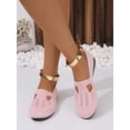 thumbnail image 2 of Women‘s Large Size Pink Knitting Hollow Out Breathable Flat Shoes For Spring And Summer, 2 of 7
