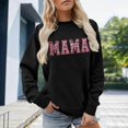 thumbnail image 2 of Arlun Mama Sweatshirt for Women Floral Letter Printed Mom Essentials Crewneck Sweatshirt Stylish Graphic Soft Comfort Long Sleeve Casual Tops Gifts for Mother Black S, 2 of 4