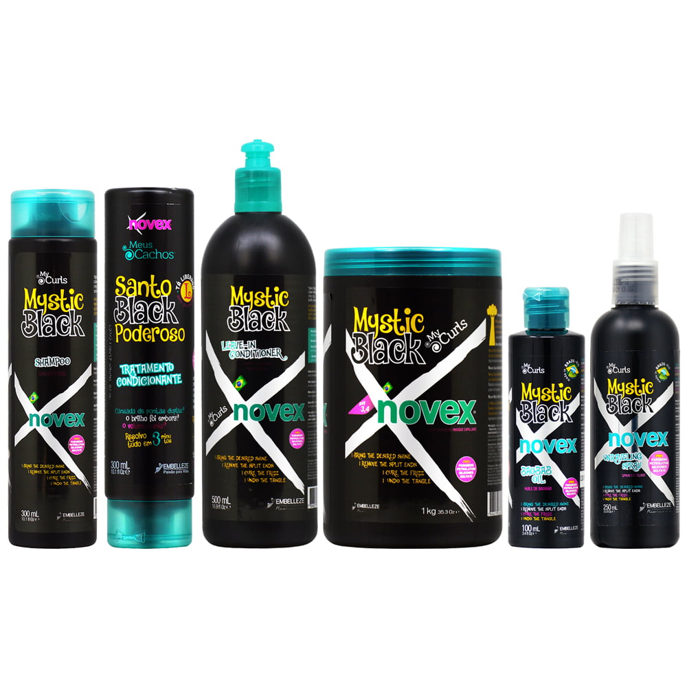 haat nieuwigheid bovenste Novex Mystic Black Shampoo + Conditioner + Leave in + Mask 35oz + Oil +  Spray - Walmart.com