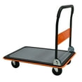 thumbnail image 3 of Platform Truck,660 lbs Capacity Steel Flatbed Cart,Foldable Push Hand Cart with 360 Degree Swivel Wheels,Heavy Duty Utility Push Carts for Loading and Storage,35" x 23" x 34",Orange, 3 of 7