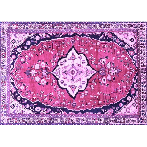 Ahgly Company Indoor Rectangle Medallion Purple Traditional Area Rugs, 2' x 5'