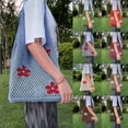 thumbnail image 4 of Crochet Tote Bag for Women 2025 Summer Beach Slouchy Large Boho Knitted Mesh Flower Fairy Shoulder Purse, 4 of 5