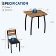 thumbnail image 2 of Bingirl Compact Dining Solution: 3-Piece Small Dining Table Set with Thick Wood Grain Tabletop and 2 Upholstered Chairs - Perfect for Small Kitchens or Dining Rooms - Brown, 2 of 9